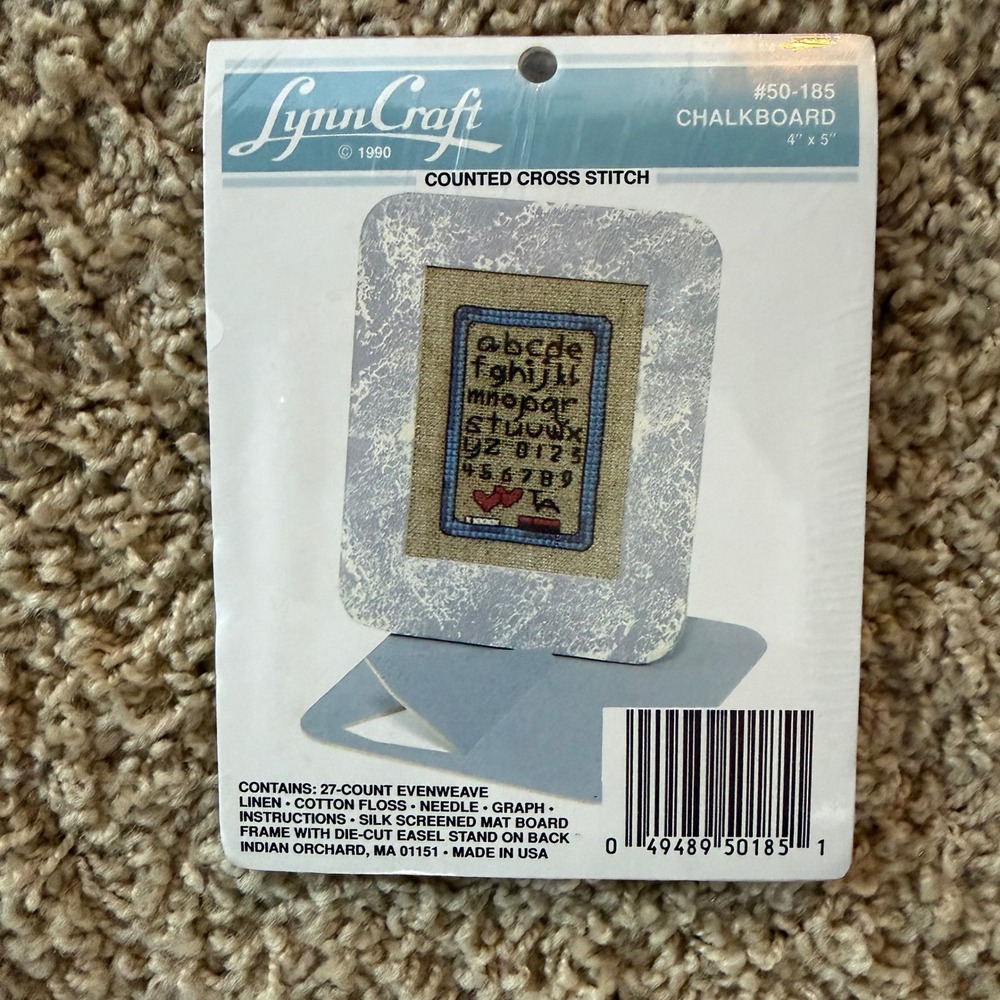 Vintage LynnCraft Chalkboard Counted Cross Stitch Kit 50-185 School Alphabet